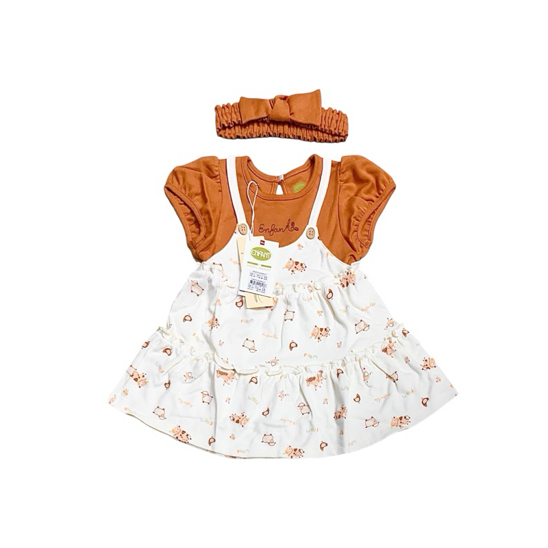 Enfant Green New Collection ชุดเดรส กระโปรงลูกสาว พร้อมคาดผม เด็กอ่อน