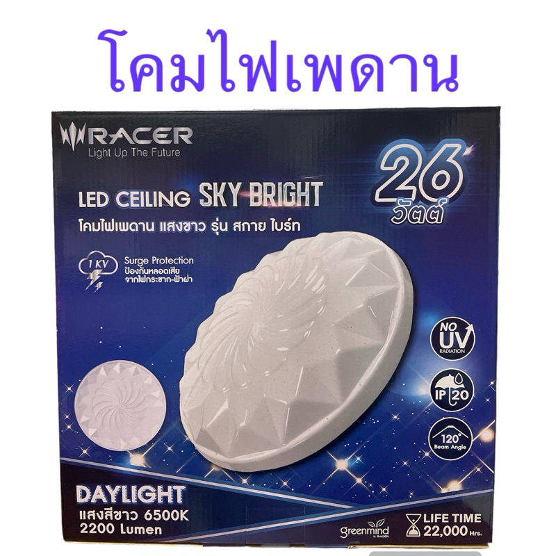 โคมไฟเพดาน LED ทรงกลม เรเซอร์(RACER) แสงขาว รุ่น Sky Bright