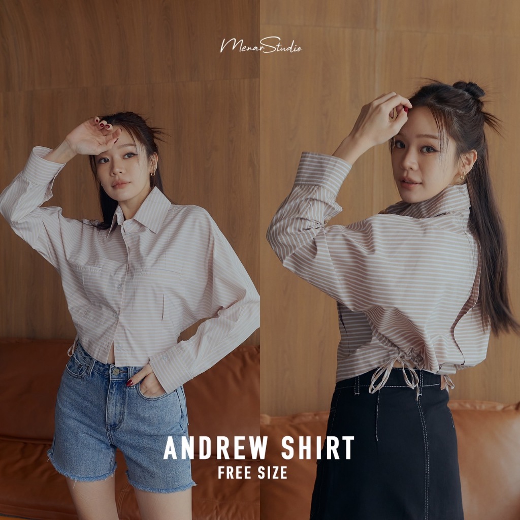 [ ANDREW SHIRT ] เชิ้ตทรงครอป ดีเทลแน่นเอวสามารถรูดเป็นจั๊มเบาๆได้ น่ารีกมากก ใส่คลุมทับชุดว่ายน้ำก็เก๋ ใส่เดี่ยวก็เลิศ