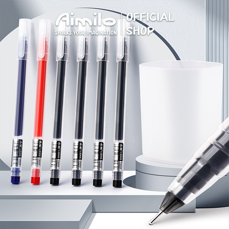 Aimilo ปากกาเจล ปากกาเจล 3 สี 0.5มม. 1 ชิ้น/ 5ชิ้น พกพาได้สะดวก หมึกแห้งไว ไม่เลอะเทอะ