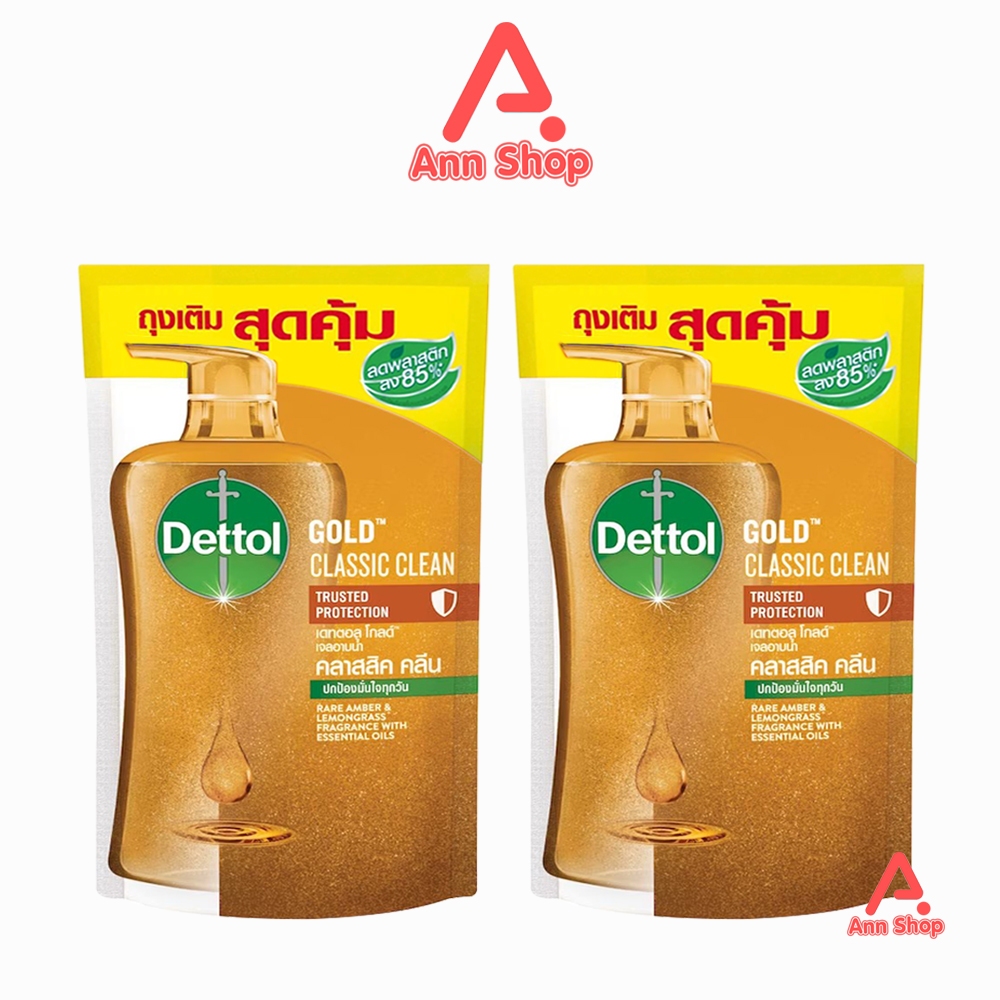 เดทตอล โกลด์ เจลอาบน้ำ คลาสสิค คลีน 400 มล. [2 ถุง สีทอง] Dettol Gold Classic Cleanครีมอาบน้ำ สบู่เหลวอาบน้ำ