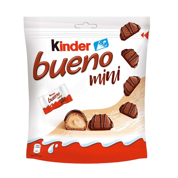 Kinder Bueno With Milk & Hazelnut Mini 1 ห่อมี18 ชิ้น น้ำหนัก 108 กรัม EXP.26/07/27
