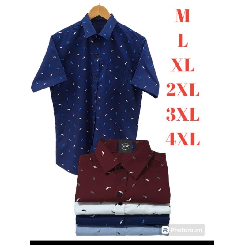 เสื้อเชิ๊ตลายขนนก size M - 4XL (อก 40-56 นิ้ว) เขิ๊ตลำลองสำเร็จรูป ผ้าOxfords สินค้าพร้อมส่ง