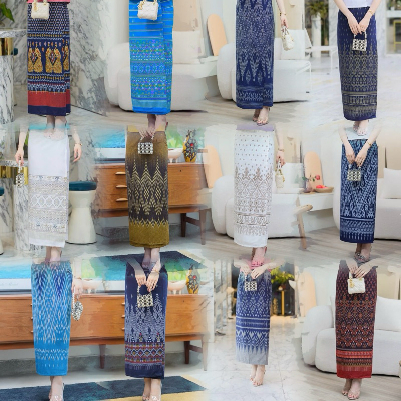 ผ้าถุงลายไทยสวยๆ ผ้าถุงลายลิซ่า แบบผูกเชือกเย็บสำเร็จปรับขนาดเอวได้ตามต้องการ