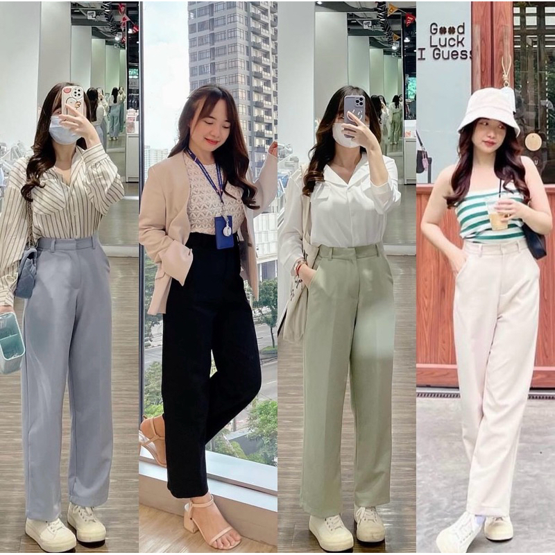 𝐌𝐢𝐫𝐚 𝐩𝐚𝐧𝐭𝐬 กางเกงขากระบอกเอวสูง