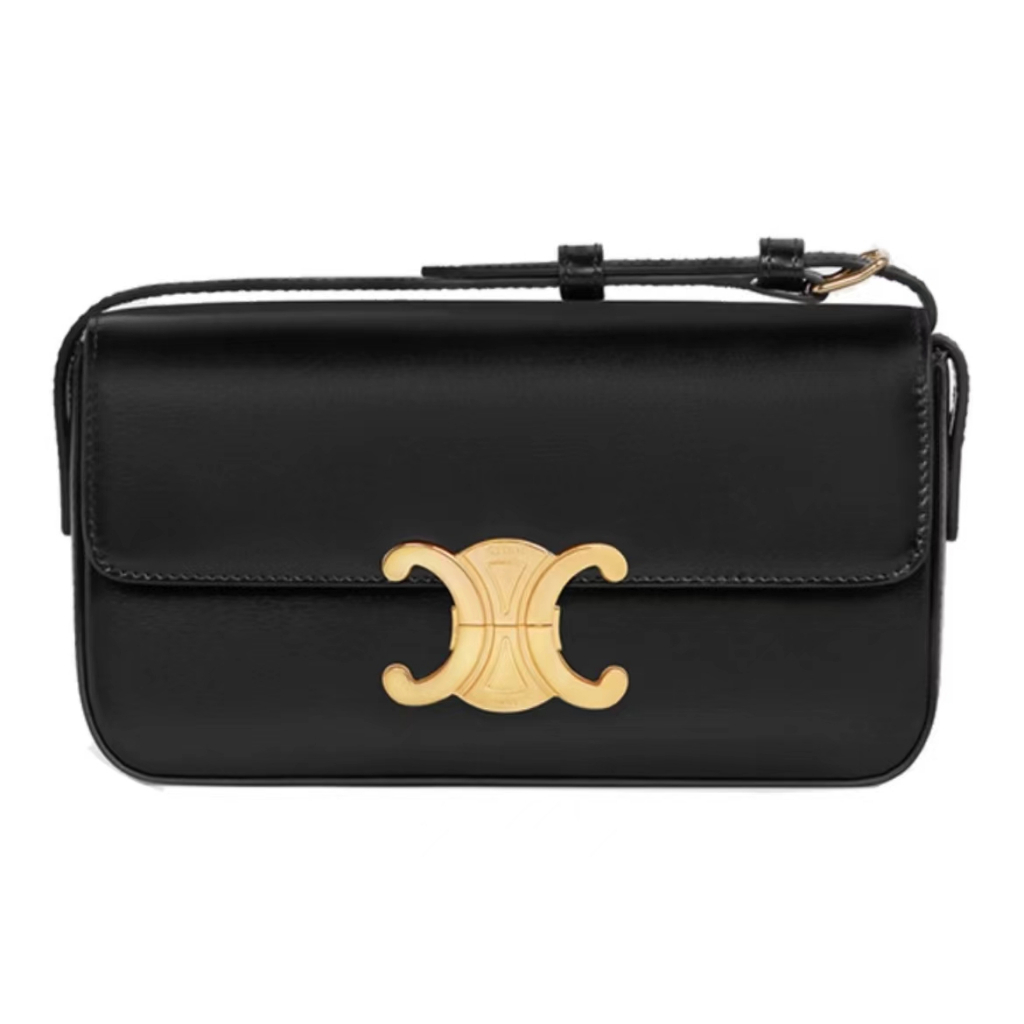 CELINE Triomphe Carabiners เนื้อโลหะ/สายคล้องไหล่ปรับได้/Cowhide ถุงใต้วงแขน/Underarm bag