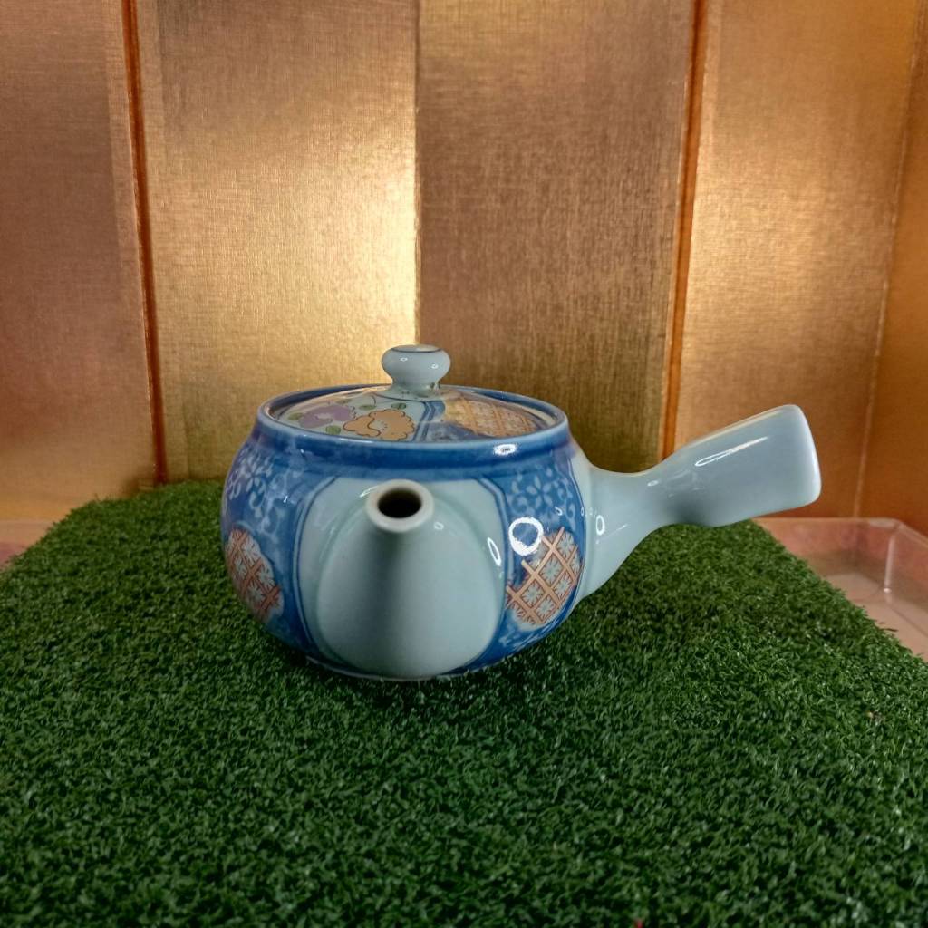Teapot Kyusu Takoname Kyushu Japanese Mesh pattern, flowers