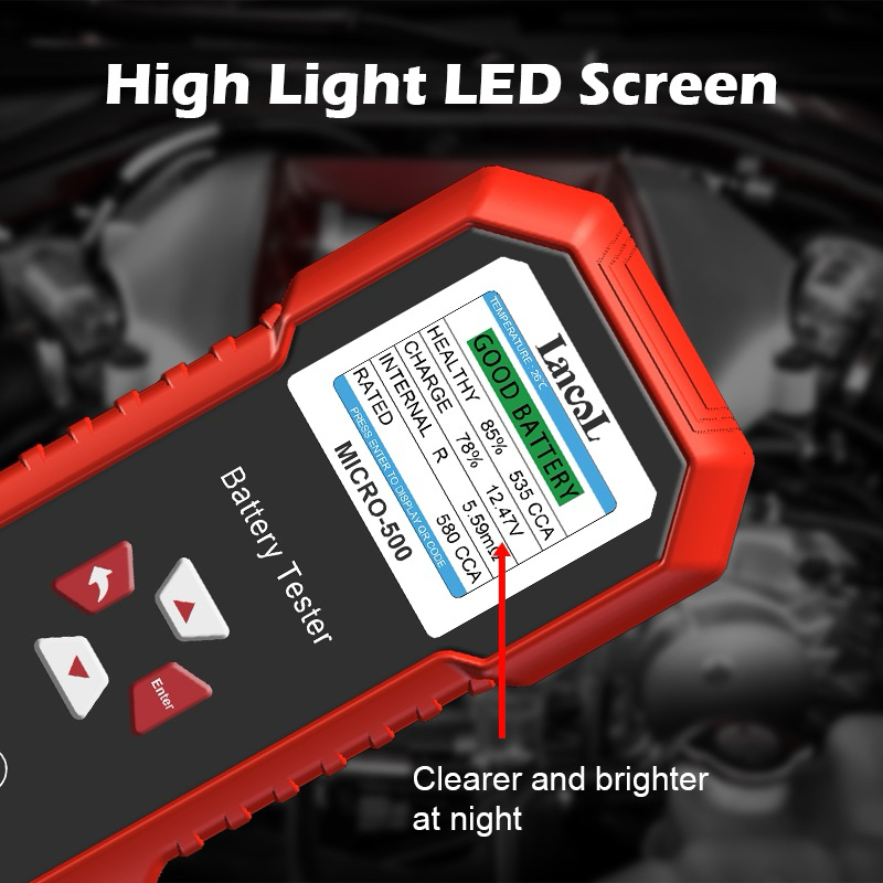 Lancol Micro 500 เครื่องทดสอบแบตเตอรี่รถยนต์ขนาดเล็ก12โวลต์