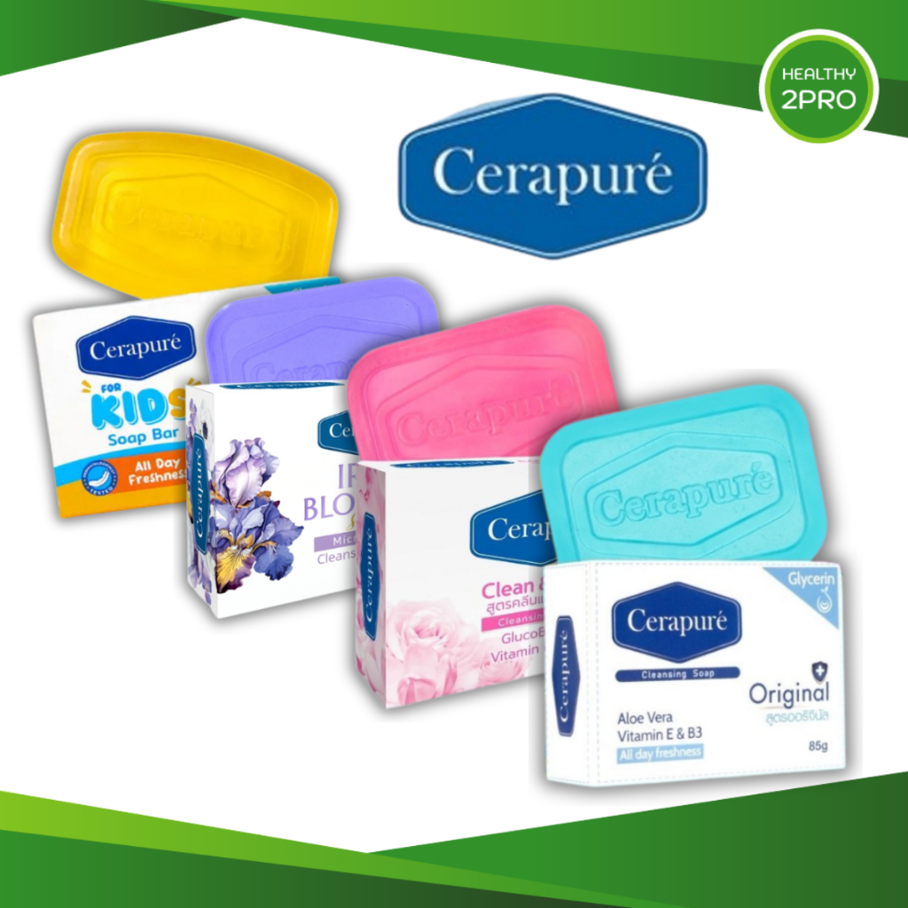 สบู่ Cerapure เซราเพียวเร่ สบู่อาบน้ำ ลดสิว ระงับกลิ่นกาย Original/Clean&Care/For Kids/กลิ่นดอกไอริส