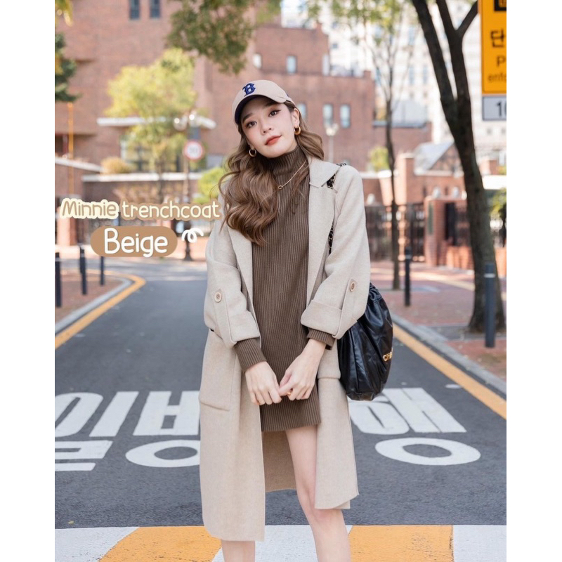 MINNIE Trenchcoat เทรนโค้ทผ้าวูล ผ้านุ่มทรงสวยมาก ผ้าพริ้วสวย รุ่นมินนี่**