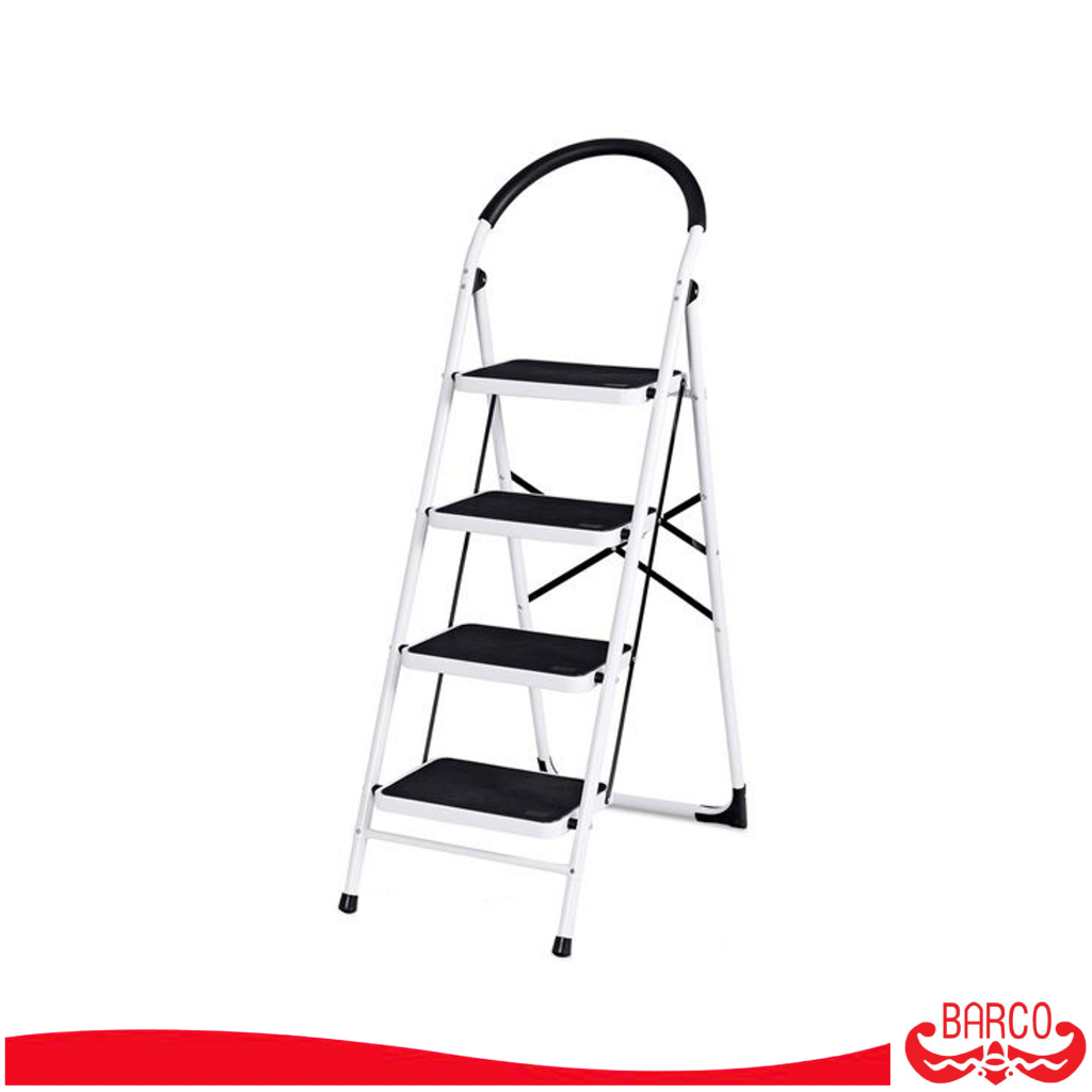 BARCO บันไดเหล็กกล้ามีราวจับ รุ่น 4 ขั้น สีขาว