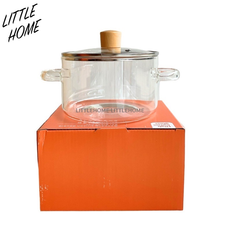 LITTLE HOME หม้อ หม้อต้ม หม้อสองหู หม้อแก้วพร้อมหูจับ ขนาด16cm ตั้งบนเตาแก๊สได้ (A0) ราคา ถูกที่สุด ดีลบีเคเค แกลเลอรีภาพที่ 6