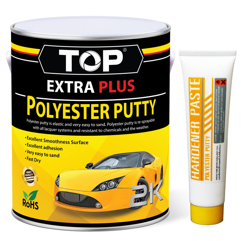 สีโป๊วเหลือง TOP EXTRA PLUS (3.8 Kg.) ขนาดแกลลอน + น้ำยาสีโป๊ว