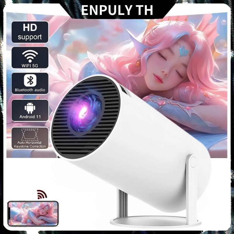 โปรเจคเตอร์  Projector 4K Android 11.0 LCD 4K Projector 1080P Double WIFI With bluetooth with Netfli