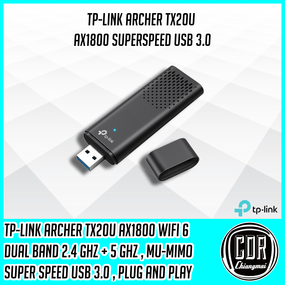 TP-LINK Archer TX20U USB 3.0 AX1800 Dual Band Wi-Fi 6 Wireless USB Adapter [รับประกันตลอดอายุการใช้งาน]