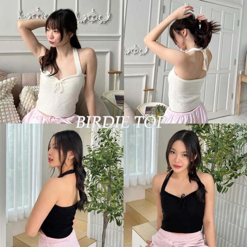 BIRDIE TOP - เสื้อครอปไหมพรม ดีเทลผูกคอเปิดหลัง (nita.bkk)