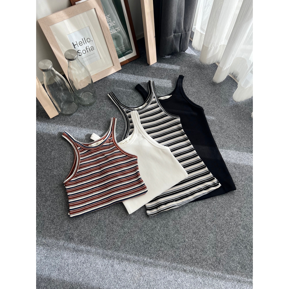 [Sale ปกติ 490 เหลือ 200 บาท] RIB TANK TOP - มี 4 สี : สีขาว , สีดำ , ริ้วน้ำตาล , ริ้วดำเทา - NUMBERSEVEN