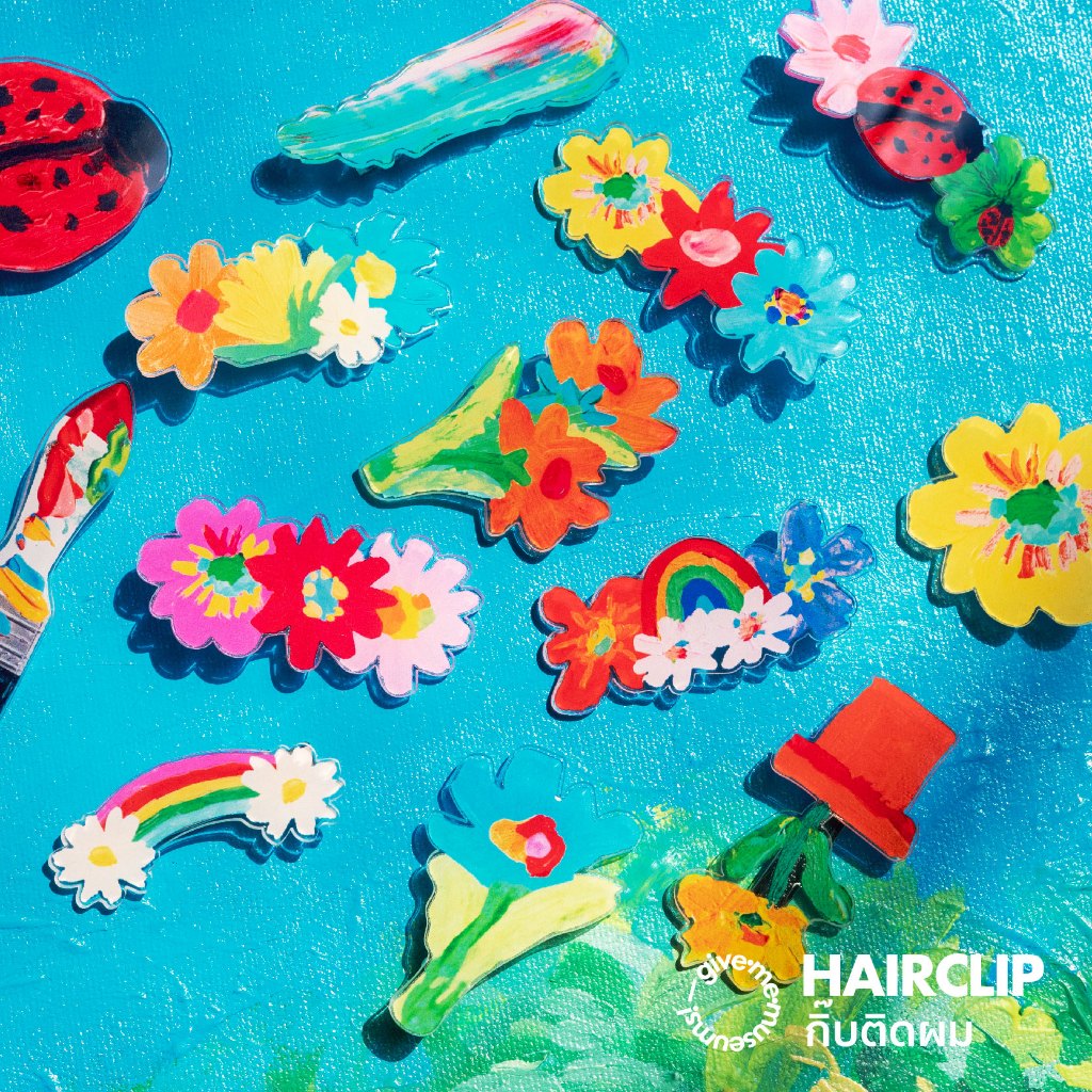 HAIRCLIPS เซ็ตกิ๊บติดผมน่ารัก รูปดอกไม้ ศิลปะ give.me.museums มีหลายลายให้เลือก