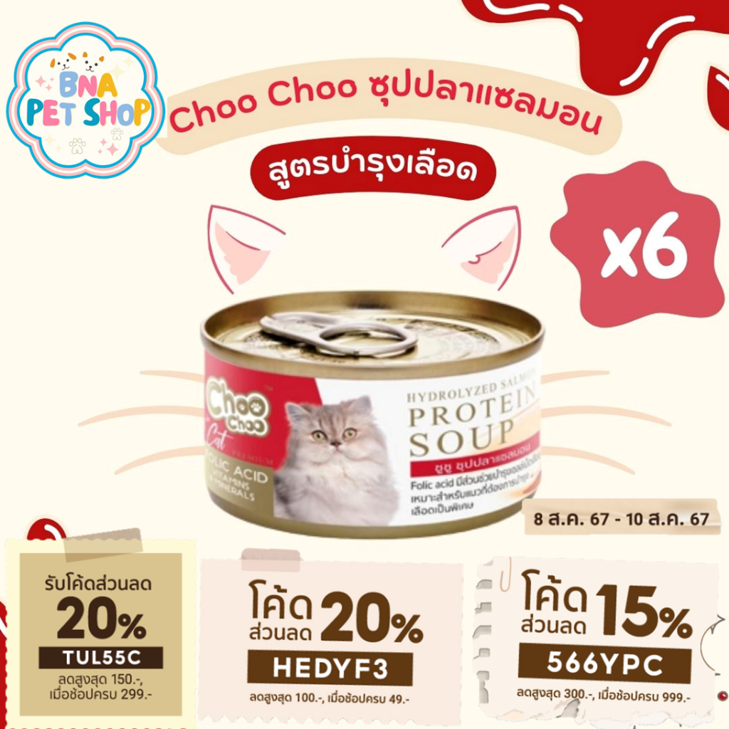 ChooChoo ชูชู ซุปปลาแซลมอนสกัดเข้มข้น สูตรบำรุงเลือด 6 กระป๋อง ขนาด 80 กรัม อาหา