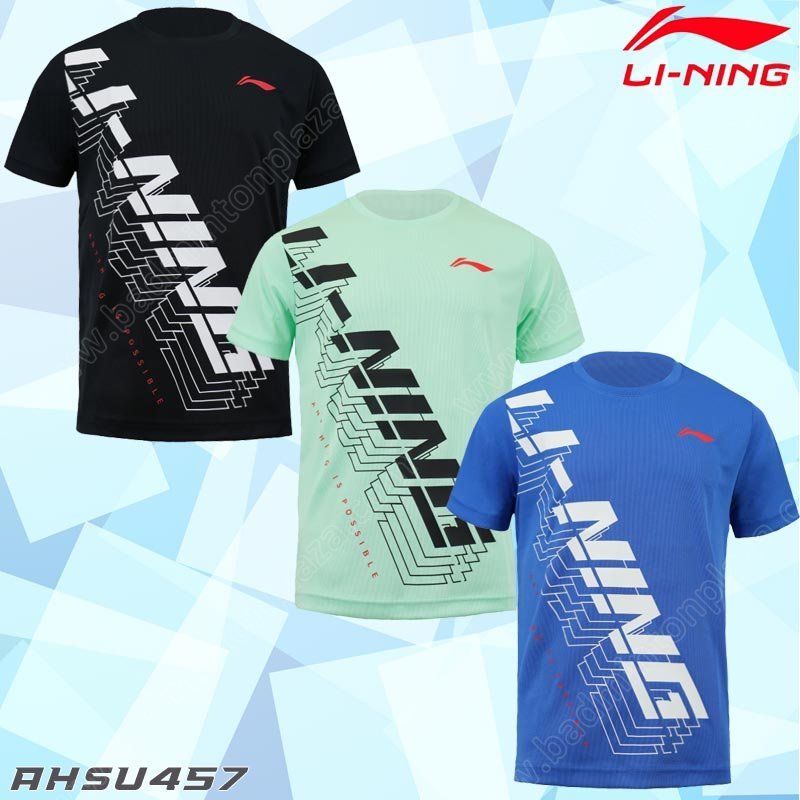 【 ของแท้ % 】เสื้อยืดแบดมินตันคอกลม หลี่หนิง รุ่น AHSU457 (AHSU457)