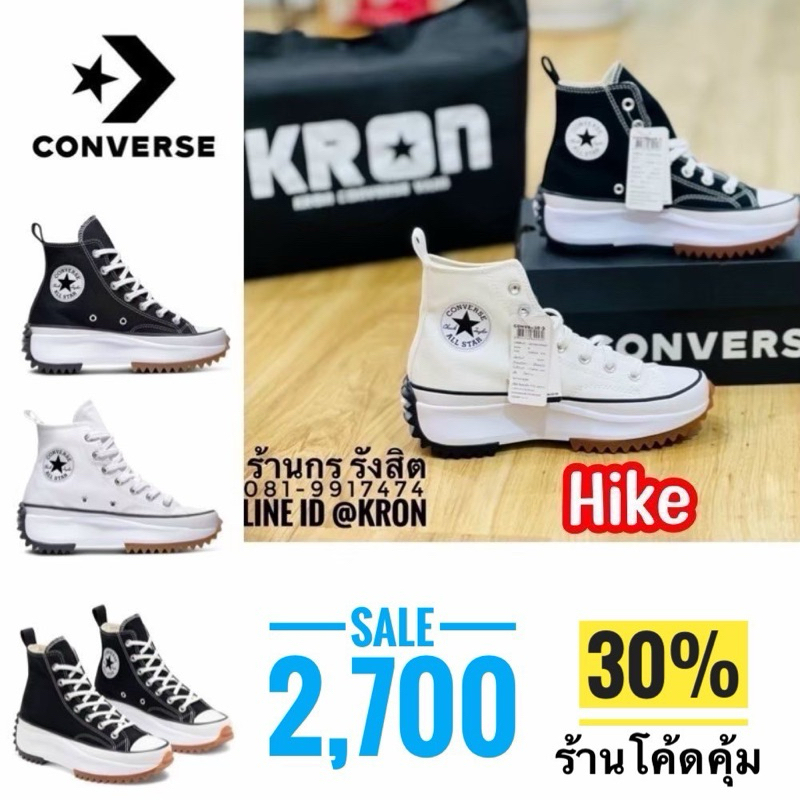 ลิขสิทธิ์แท้ 100% รองเท้าผ้าใบพื้นสูง 6cm CONVERSE RUN STAR HIKE HI