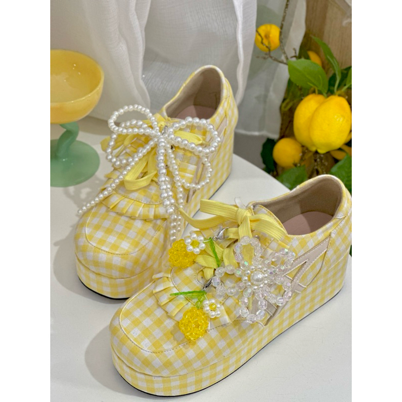 set โบว์ลูกปัดติดรองเท้า ดอกไม้ติดรองเท้า เลม่อนติดรองเท้า handmadeฝีมือคนไทย100%