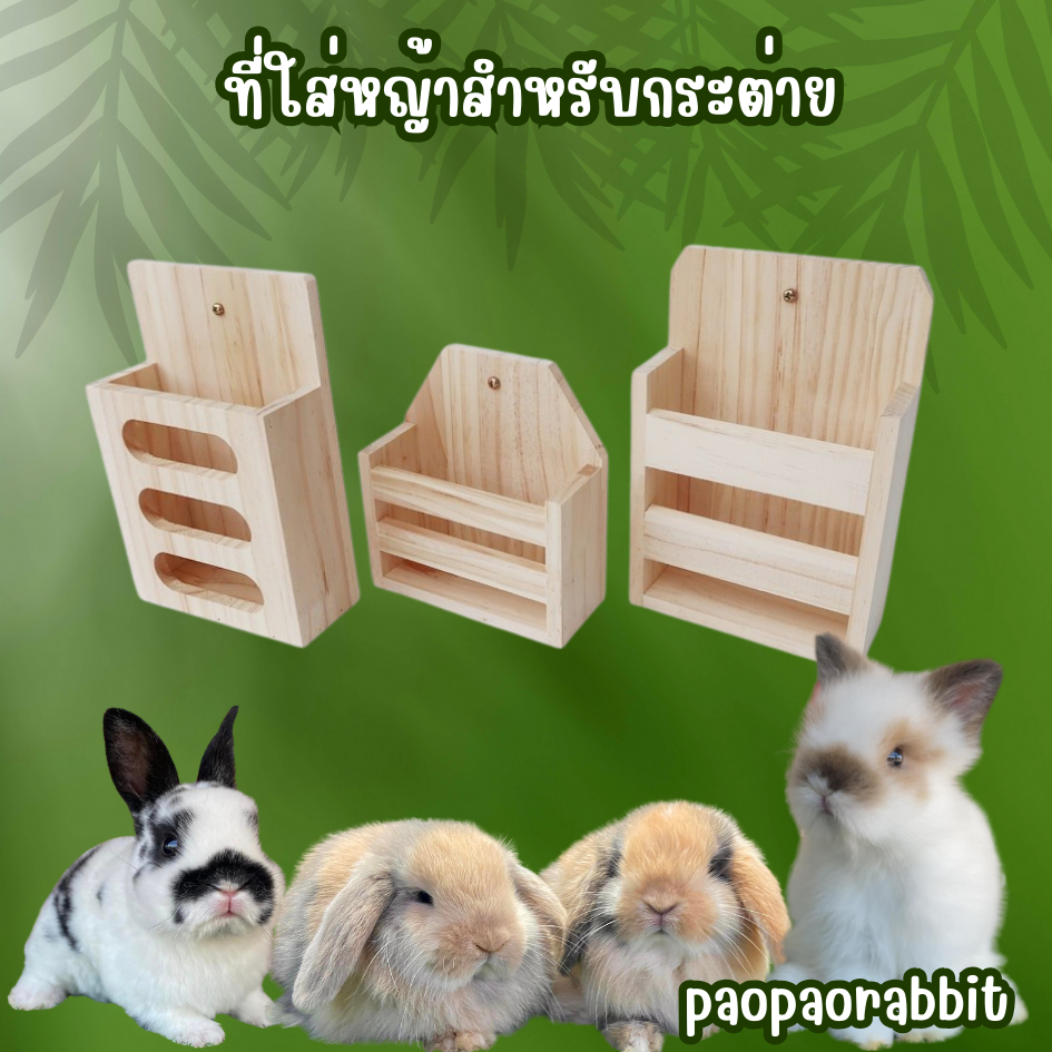 รางหญ้าแบบไม้ มีตัวล็อคติดกรง