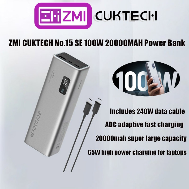 ZMI CUKTECH 20000mAh 150W 100W พาวเวอร์แบงค์ PB200P แบตเตอรี่สำรอง 3 พอร์ตหน้าจอแบบพกพาชาร์จเร็วพาวเ