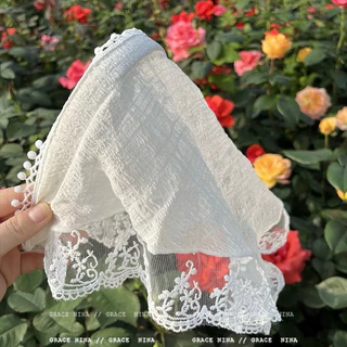 พร้อมส่ง🌻PP ที่คาดผม Lace Vintage ลายลูกไม้ สีขาว แต่งระบาย ผ้าโพกหัว ทรงสามเหลี่ยม น่ารัก สดใส ใส่ไปทะเล คาเฟ่ 26024