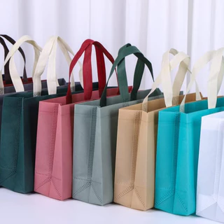 พร้อมส่ง ถุงช้อปปิ้งแบบพกพา สีทูโทน T205 ถุงผ้าไม่ทอพับได้ ถุงผ้าสปันบอนด์ ลดโลกร้อน หนา 70 แกรม