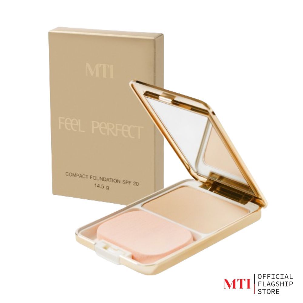 MTI Feel Perfect แป้งผสมรองพื้นและทองคำ ติดทน กำนน้ำ SPF20 ขนาด 14.5 กรัม (รหัส PKSG2)