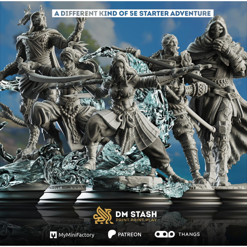 DnD Miniature I ชุดศึกจตุรธาตุ - โมเดลบอร์ดเกม (งานเรซิ่นสีเทา ยังไม่ลงสี) ฐาน 1 นิ้ว