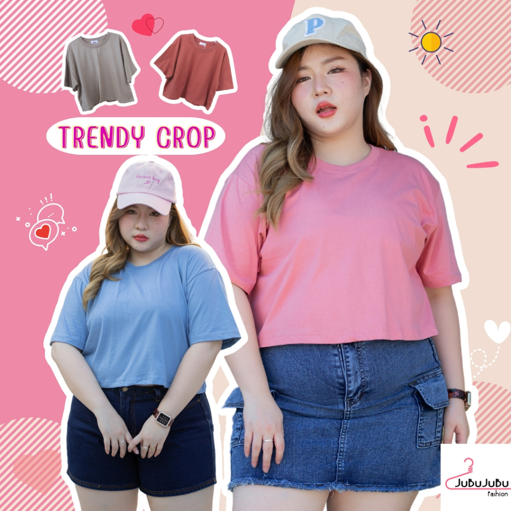 JuBu JuBu Trendy crop เสื้อยืดoversize crop top ผ้าคอตตอล เสื้อครอปคอกลม #516
