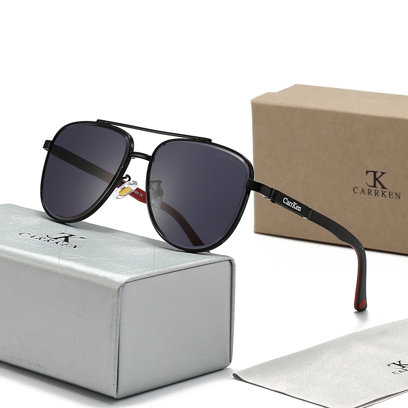 Stylish men's metal-frame polarized sunglasses/women's large casual driving anti-UV sunglasses