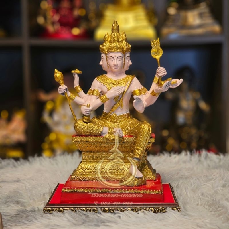 พระพรหมสี่หน้า แร่เหล็กน้ำพี้ สูง12นิ้ว แถมฟรี ฐานรอง