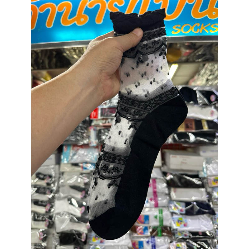 ถุงเท้าข้อกลางใยแก้วฟรีไซส์ขายคู่ละ10บาท