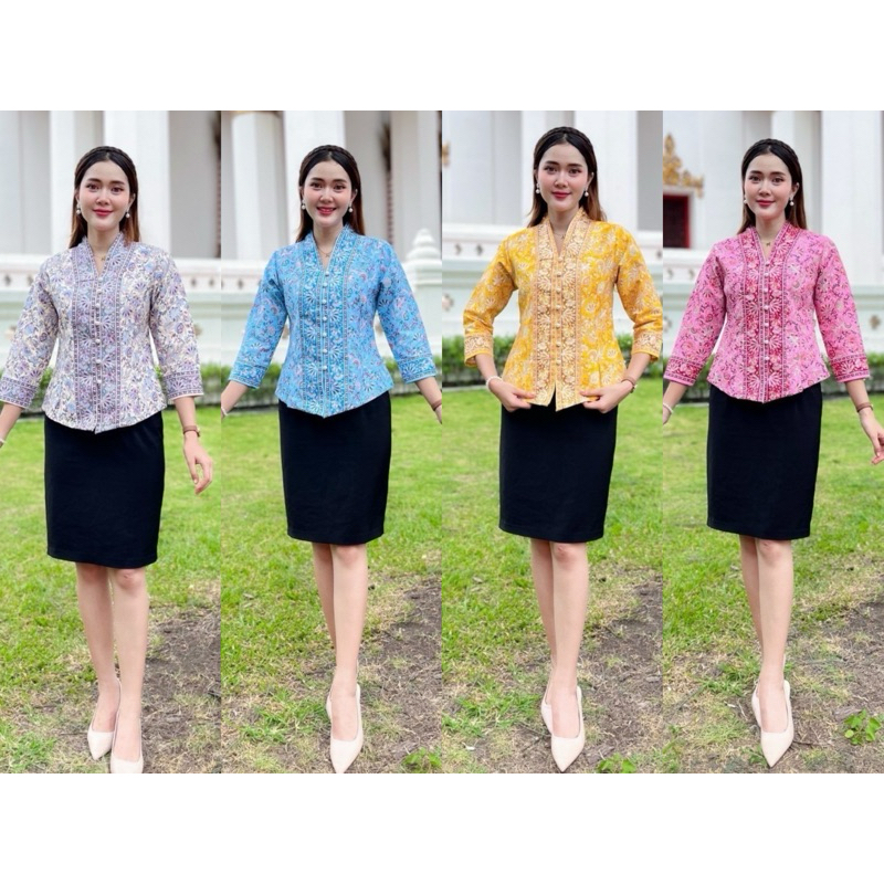 เสื้อทรงยะหยา ลายช่อผกา อัดกาว ทรงสวย