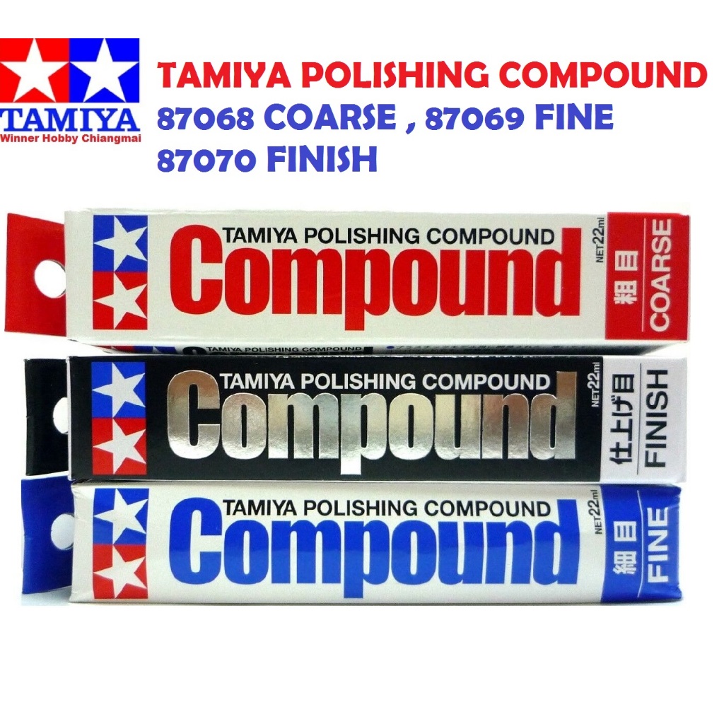 Tamiya 87068 Coarse, 87069 Fine,87070 Finish Polishing Compound 22ml น้ำยาขัดเงาโมเดลลบรอยขีดข่วน Gunpla Plastic Model