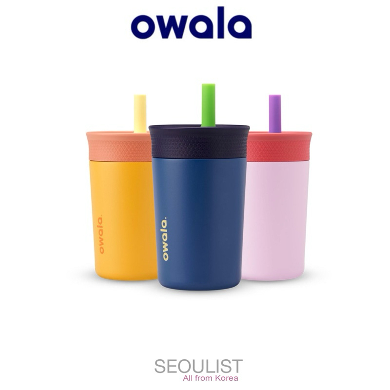 ❣️พร้อมส่ง blue & yellow❣️ [Owala] Stainless Kids Tumbler (355ml) ของแท้ ใช้สำหรับเด็ก แก้วเก็บความเ