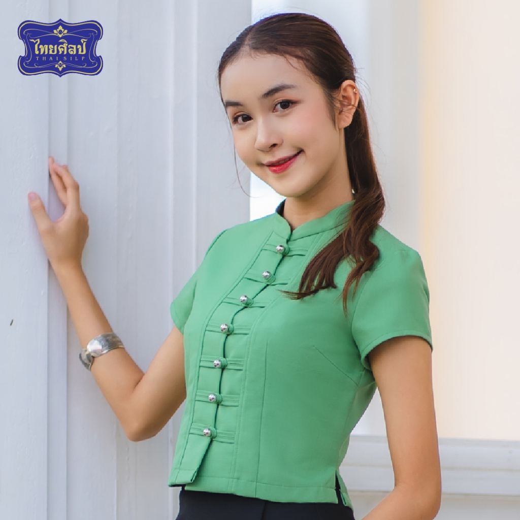 เสื้อผ้าฝ้ายพื้นเมือง คอจีน แขนสั้น
