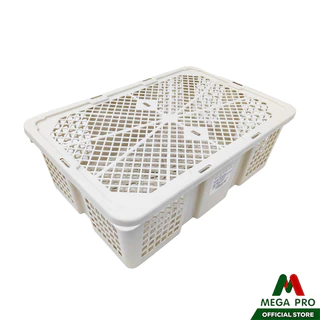 Megapro - ตะกร้าใส่ผลไม้ ตระกร้า+ฝาปิด ขาวครีม 5 กก ทรงสี่เหลี่ยม ตะกร้าใส่ของ