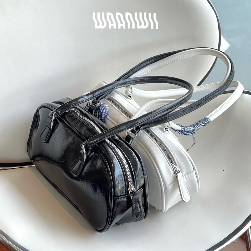 Crushy Bags กระเป๋าหนัง Pu ลายหนังวัว ทรงยาว แมชลุคง่าย ตัวสายยาวสะพายไหล่ได้ค่ะ