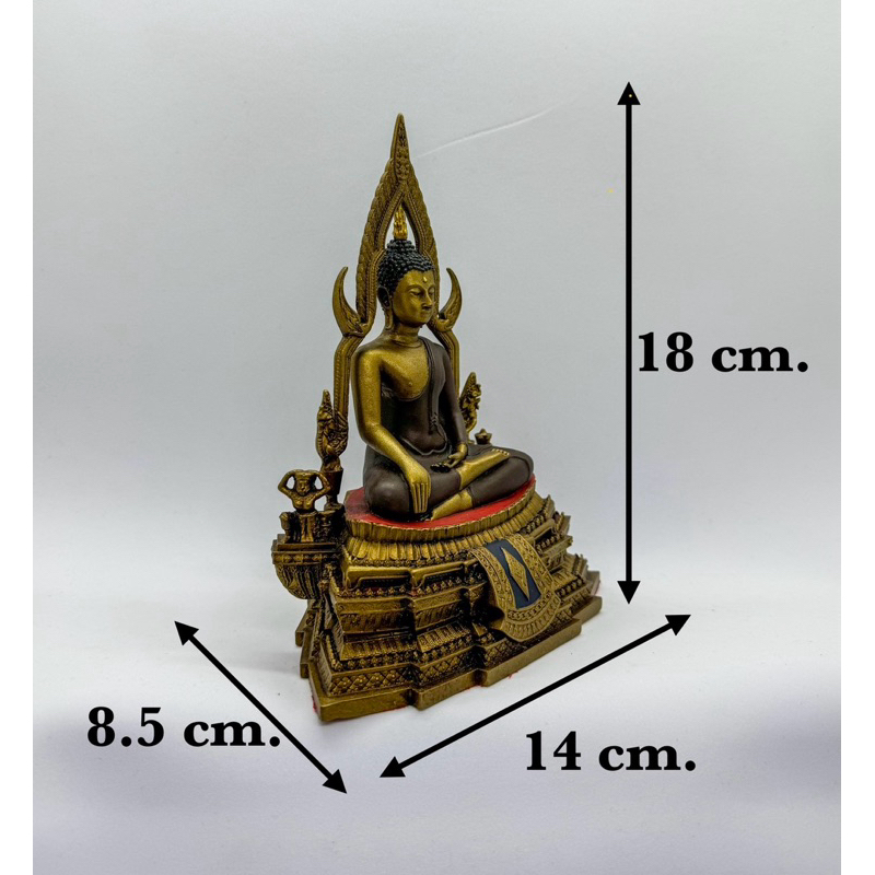 พระพุทธชินราช หน้าตัก3นิ้ว จำลองงานสีทองเหลืองเก่าโบราณ รูปที่ 3