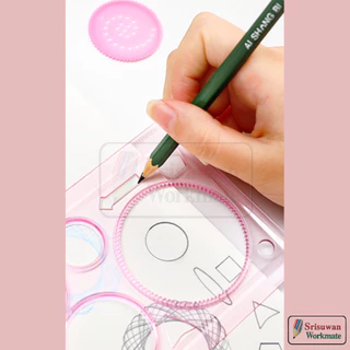 ไม้บรรทัดเรขาคณิต No.105 คละสี 1 ชุด ไม้บรรทัดสร้างลาย เทมเพลท Template วาดรูป ทรงเรขาคณิต เขียนแบบ แมงมุม RUJI