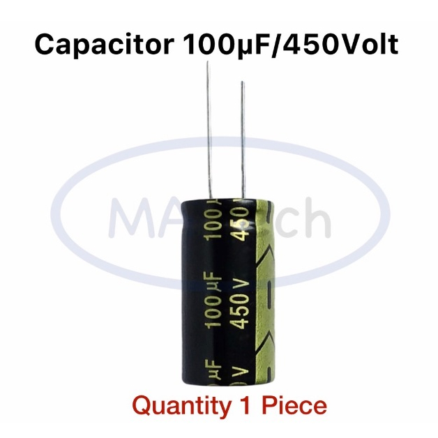100uf 450V capacitor 100uF/450Vdc คาปาซิเตอร์ 100uF/450Volt ขนาด 18.0x35.0 mm จำนวน 1 ชิ้น