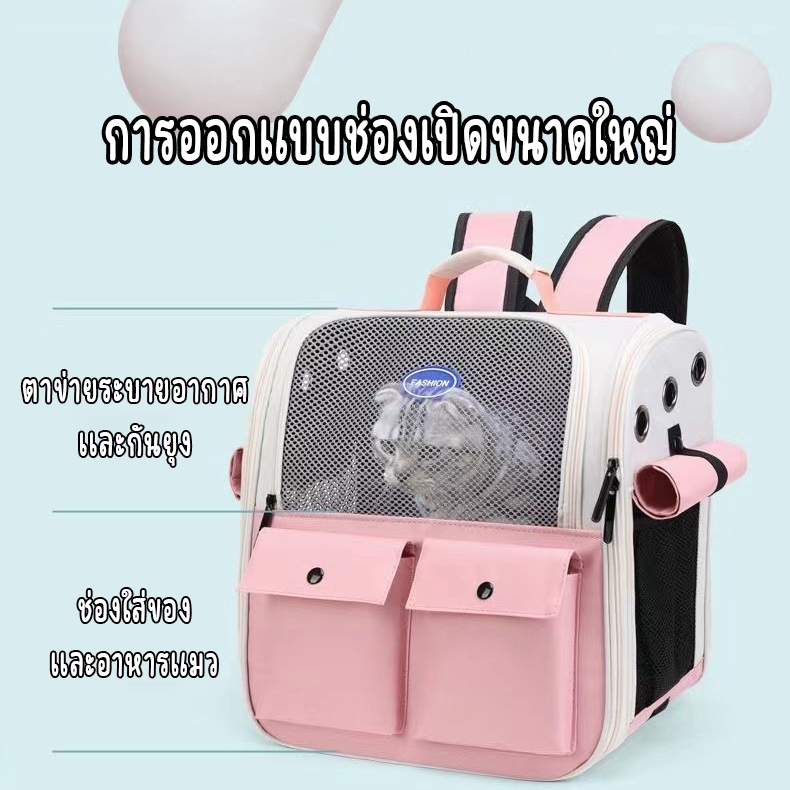 กระเป๋าเป้ใส่สัตว์เลี้ยง พับเก็บได้ ระบายอากาศได้ หน้าต่างกันสาดสองด้าน กระเป๋าสะพายแมว รูปที่ 2