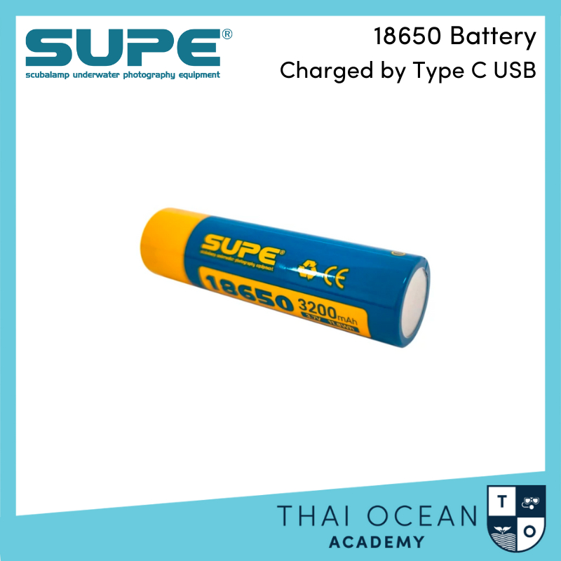 แบตเตอร์รี่สำหรับไฟฉาย Supe 18650 Battery 3000mAh ชาร์จ Type-C ได้โดยตรง