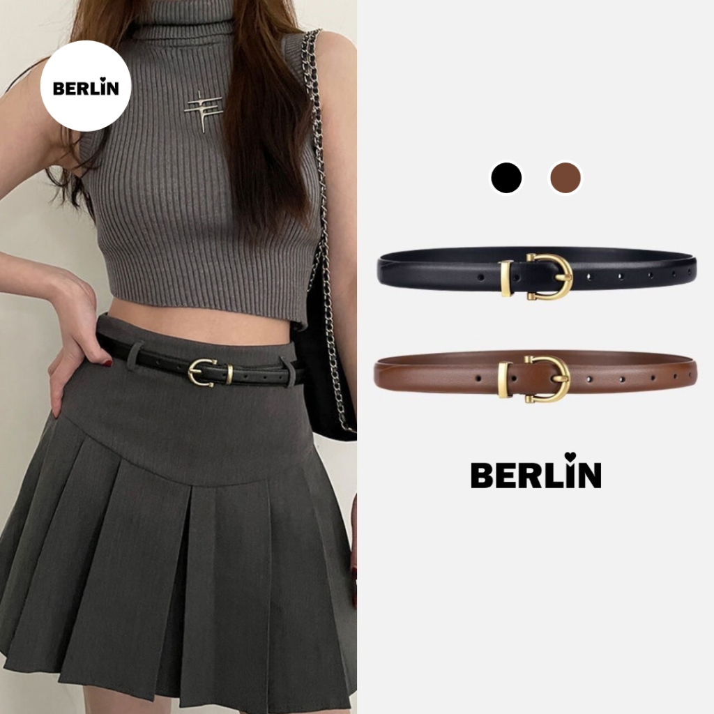 ซื้อ Berlin เข็มขัดหนังแฟชั่นเกาหลี สีพื้น แมทช์ลุคง่าย / No : 240