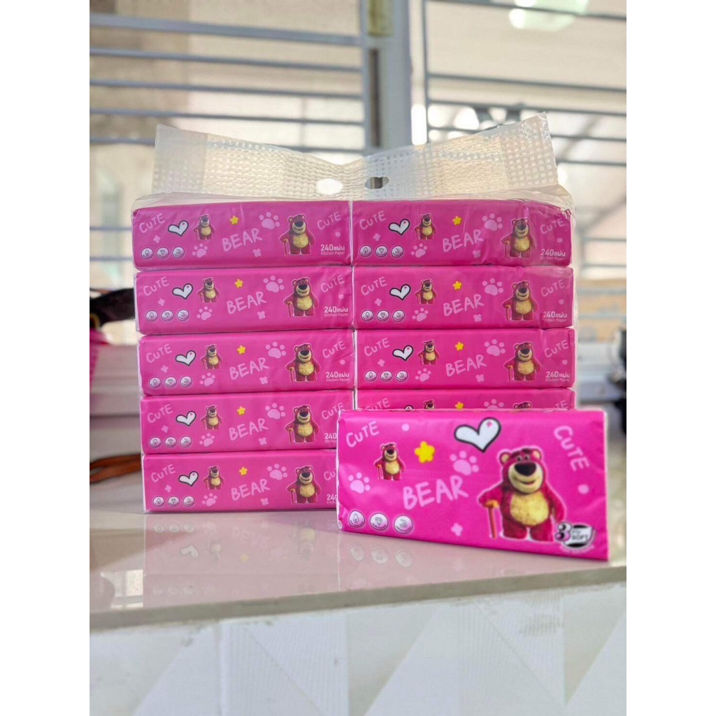กระดาษทิชชู่เช็ดหน้าหนานุ่ม 3 ชั้น คละลายการ์ตูน 1 แพ็ค มี 10 ห่อ สินค้าขายดี! คละลาย / ทิชชู่หมีอวกาศ 1หิ้ว5ห่อ168แผ่น - รูปที่ 3