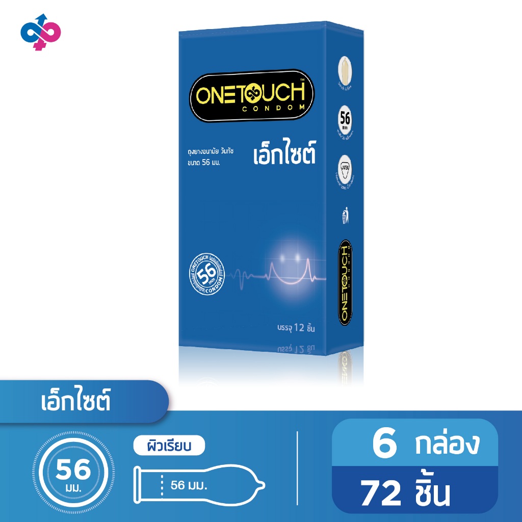 Onetouch ถุงยางอนามัย ขนาด Excite 56 ขนาด 56 มม Family Pack 6 กล่อง 72 ชิ้น